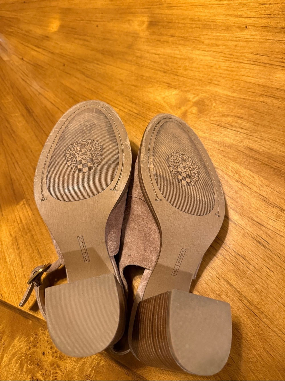 Vince Camuto Suede Slingback Loafer Heels in Taupe - Picture 3 of 5